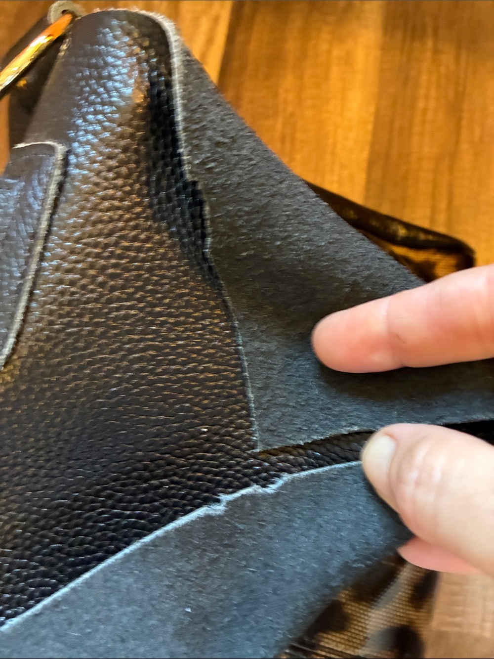 Structured Black Leather Satchel W/Leopard Accent Panel - Picture 16 of 16